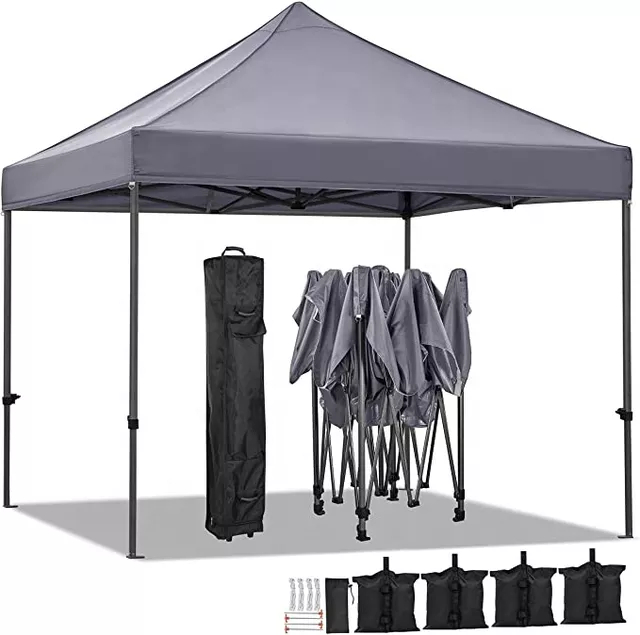 10x10ft Pop-up-Messezelt mit rundem Vordach, tragbares Messezelt mit hervorragender Sicht