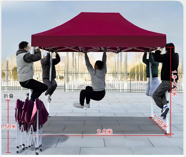 Mehrdimensionale kundenspezifische Pop-Up-Zelte aus Stahl, die ein Überdachungszelt für Messen und Veranstaltungen im Freien mit sechseckigem Rahmen bewerben
