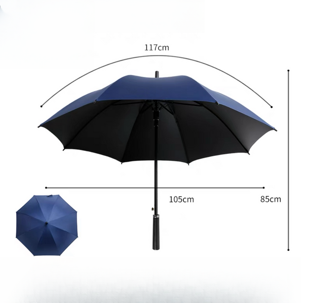 Werbeartikel, günstiger, maßgeschneiderter, farbiger, automatischer, gerader, winddichter Golf-Regenschirm im Großhandel mit Logo-Druck-Sonnenschirm