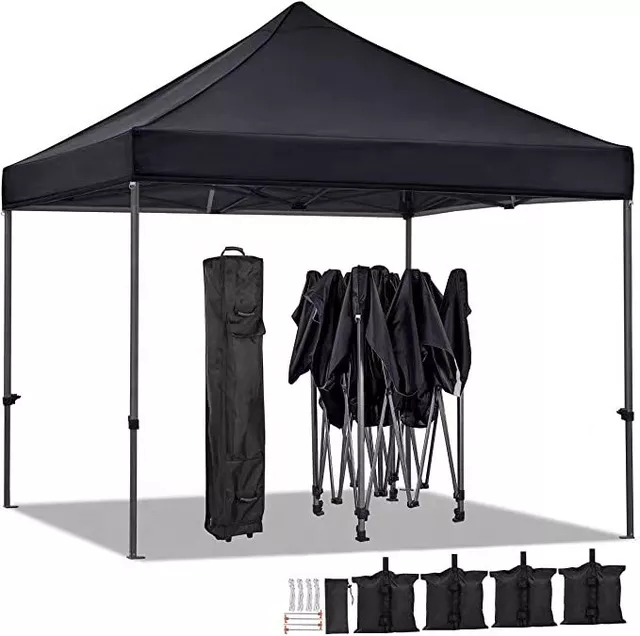10x10ft Pop-up-Messezelt mit rundem Vordach, tragbares Messezelt mit hervorragender Sicht