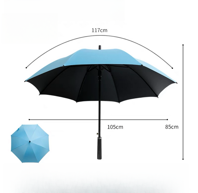 Werbeartikel, günstiger, maßgeschneiderter, farbiger, automatischer, gerader, winddichter Golf-Regenschirm im Großhandel mit Logo-Druck-Sonnenschirm